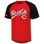 Cincinnati Reds Stitches Button-Down Raglan Fashion Jersey - Red