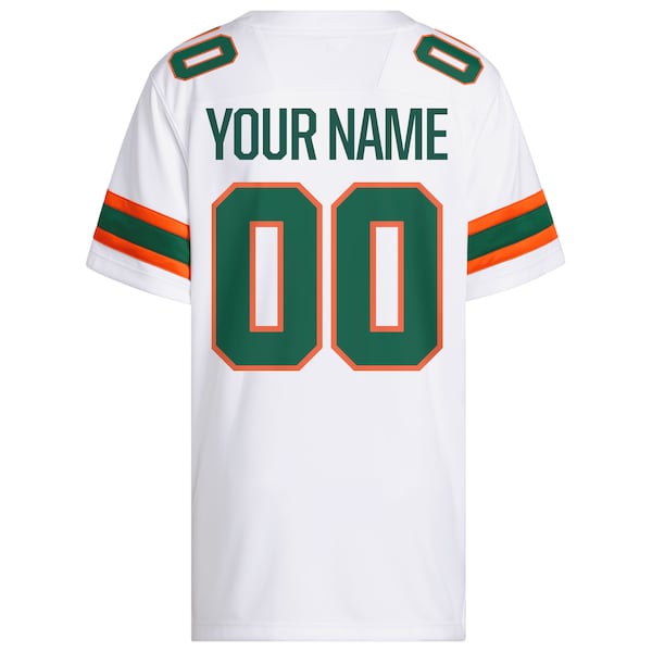 Miami Hurricanes adidas Custom White Premier Football Jersey - White/Green