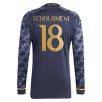 Aurélien Tchouaméni Los Merengues adidas 2023/24 Away Replica Long Sleeve Player Jersey - Navy/White