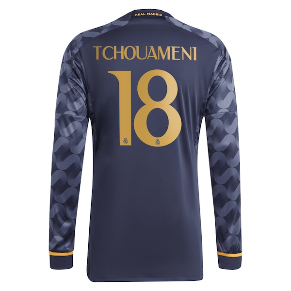 Aurélien Tchouaméni Los Merengues adidas 2023/24 Away Replica Long Sleeve Player Jersey - Navy/White