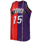 Vince Carter Toronto Raptors Big & Tall Hardwood Classics 1998/99 Split Swingman Jersey - Purple/Red