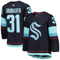 Philipp Grubauer Seattle Kraken adidas Home Primegreen Authentic Pro Player Jersey - Deep Sea Blue