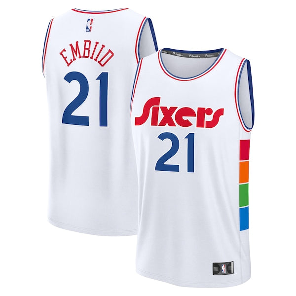 Joel Embiid Philadelphia 76ers  Youth 2024/25 Fast Break Player Jersey - City Edition - White