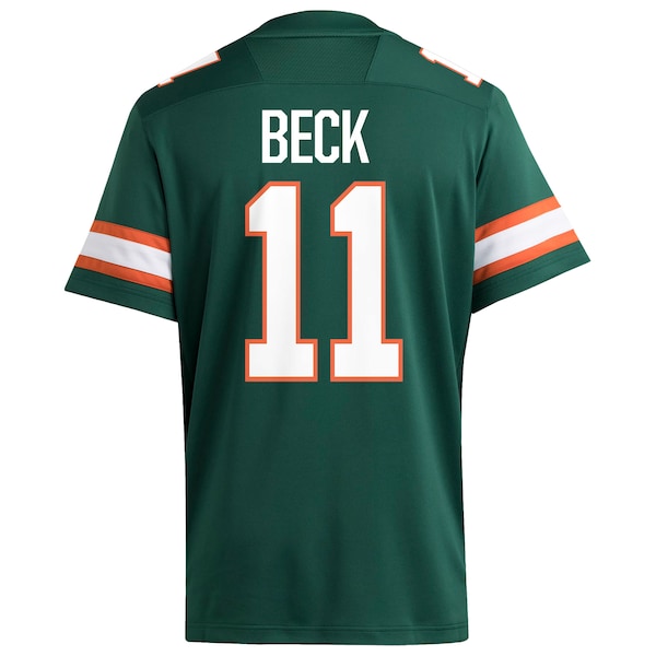 Men's adidas Carson Beck Miami Hurricanes Alternate NIL Football Player Jersey - Green/White
