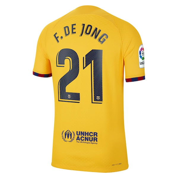 Frenkie de Jong Barcelona Nike 2022/23 Fourth Vapor Match Authentic Player Jersey - Yellow
