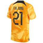 Frenkie de Jong Netherlands National Team Nike Youth 2022/23 Home Breathe Stadium Replica Player Jersey - Orange
