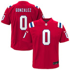 Christian Gonzalez New England Patriots Nike Youth Alternate Game Jersey - Red/Navy