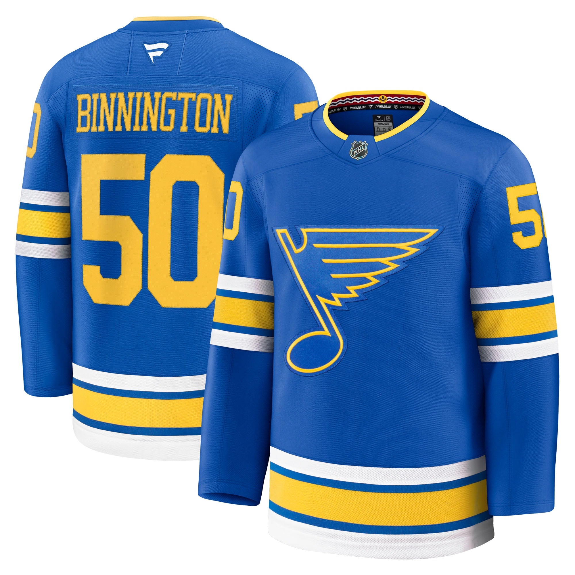 Jordan Binnington St. Louis Blues  Away Premium Player Jersey - White/Blue