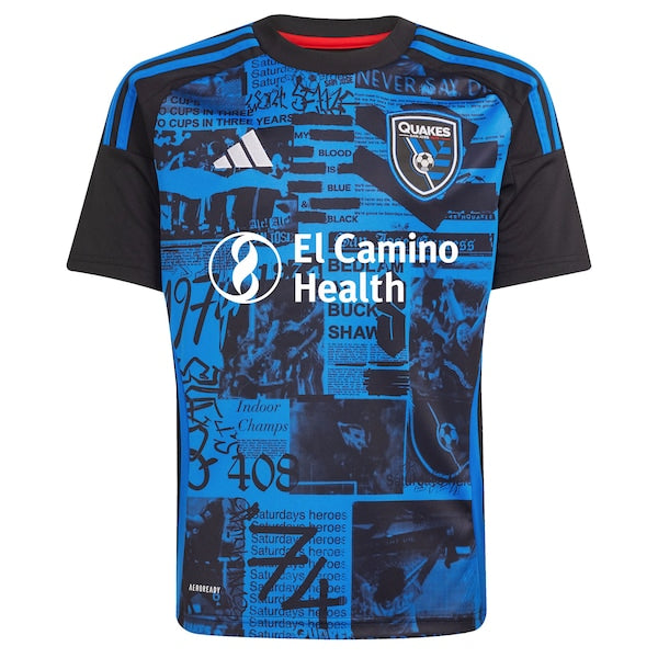 San Jose Earthquakes adidas Youth 2025 Headliner Replica Jersey - Black