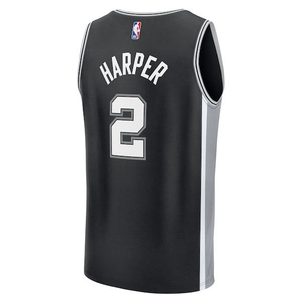 Dylan Harper San Antonio Spurs  Youth 2025 NBA Draft First Round Pick Fast Break Replica Jersey - Icon Edition - Black
