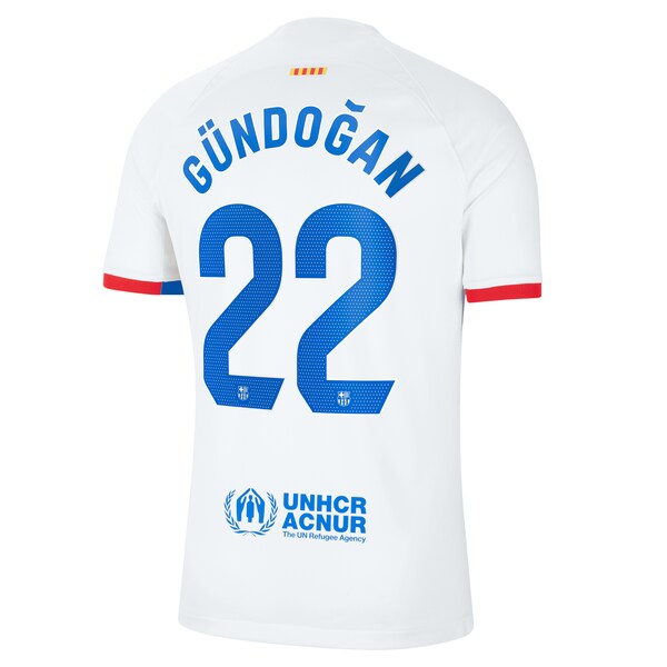 Ilkay Gündogan Barcelona Nike 2023/24 Away Stadium Replica Player Jersey - White/Aqua/Royal