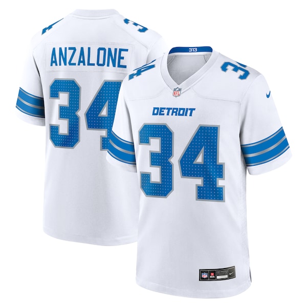 Alex Anzalone Detroit Lions Nike White Game Jersey -  White/Blue