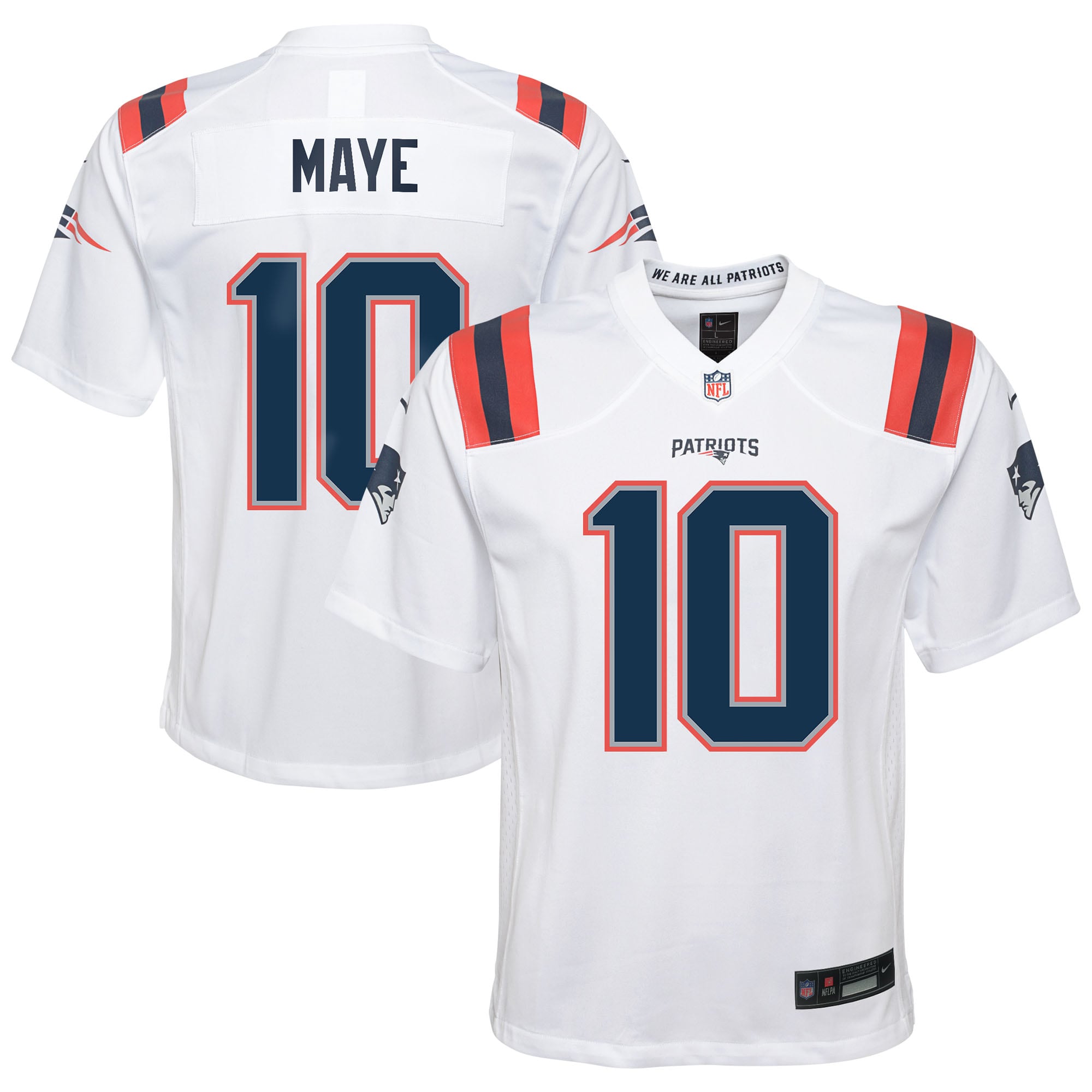 Drake Maye New England Patriots Nike Youth Alternate Game Jersey - Red/White