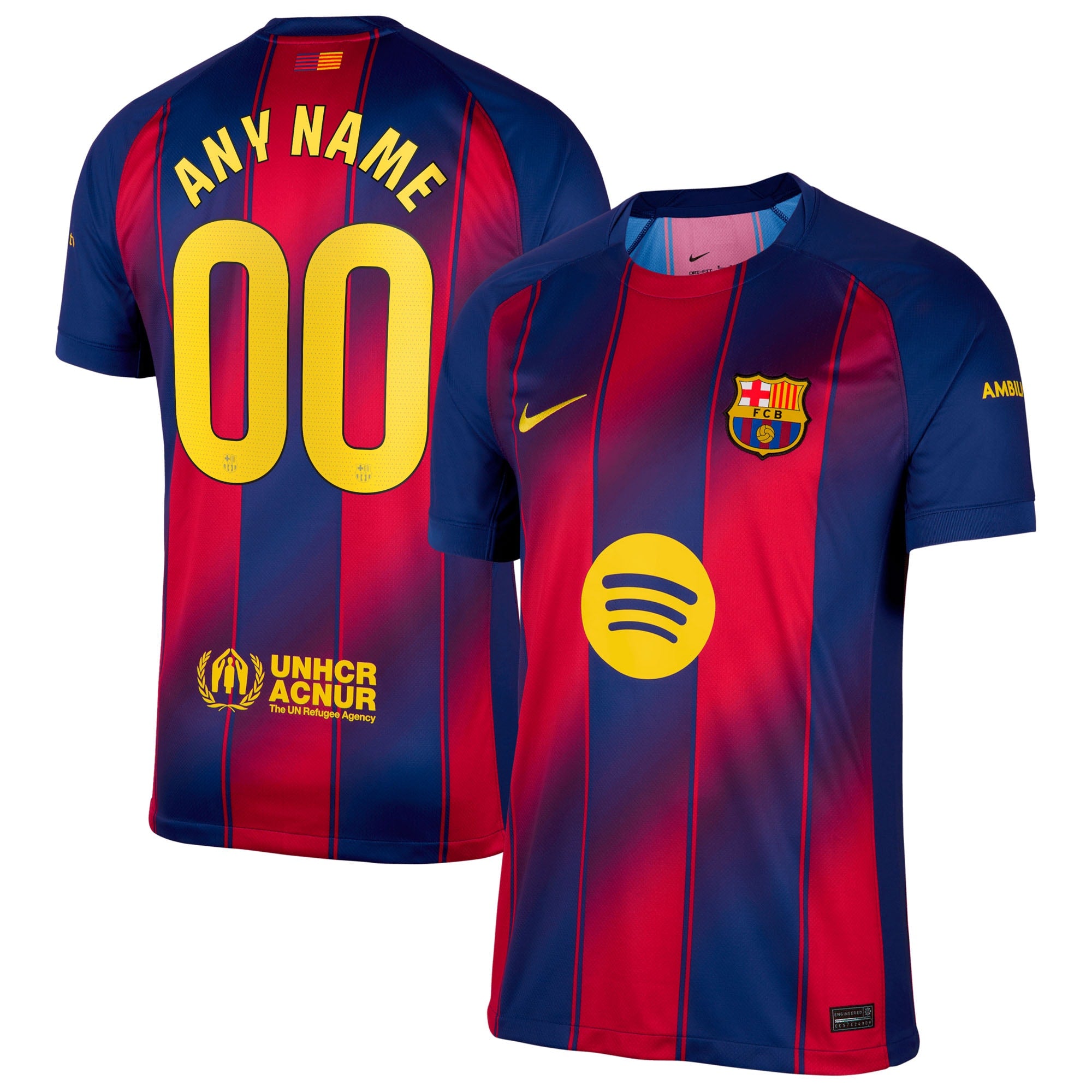 Barcelona Nike 2025/26 Away Stadium Replica Custom Jersey - Gold/Navy