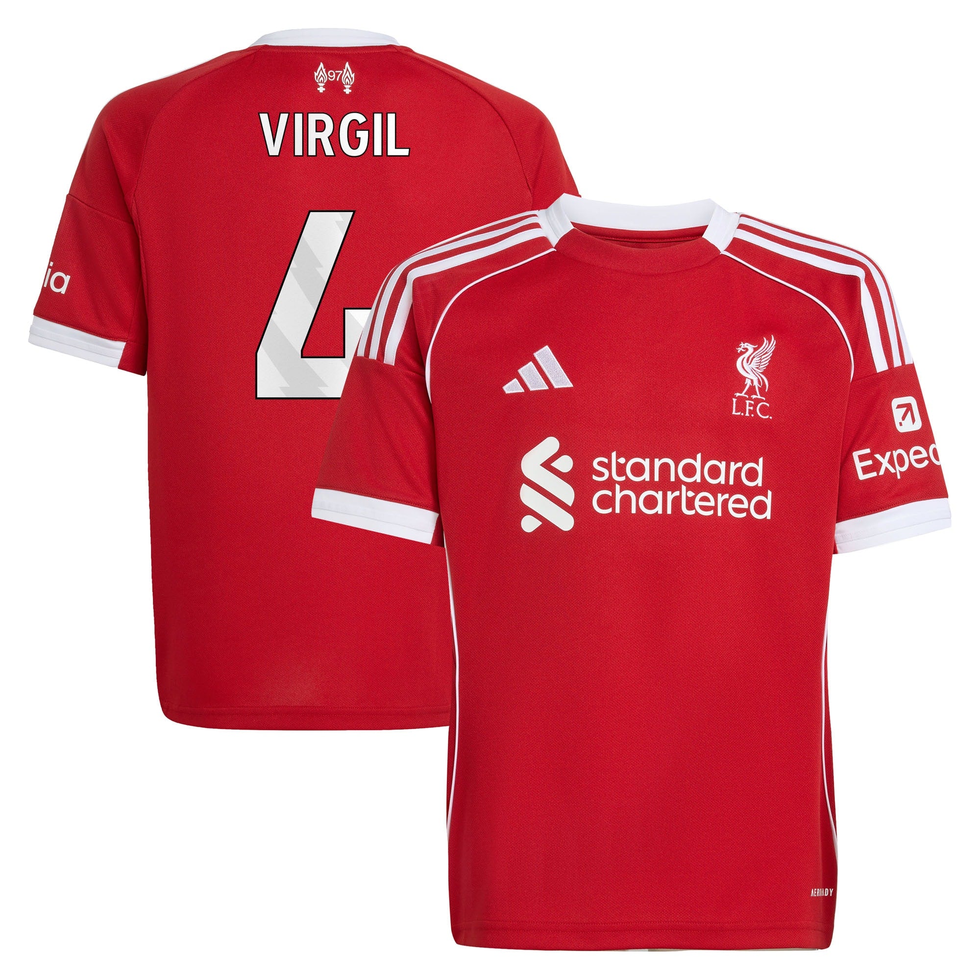 Virgil van Dijk Liverpool adidas Youth 2025/26 Third Replica Player Jersey - Green/Red
