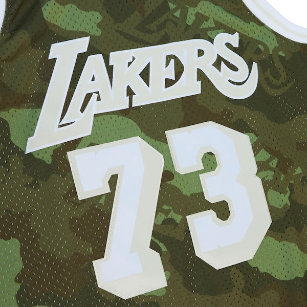 Dennis Rodman Los Angeles Lakers Hardwood Classics 1998/99 Ghost Green Swingman Jersey - Camo