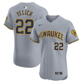Christian Yelich Milwaukee Brewers Nike Road Elite Player Jersey - Gray