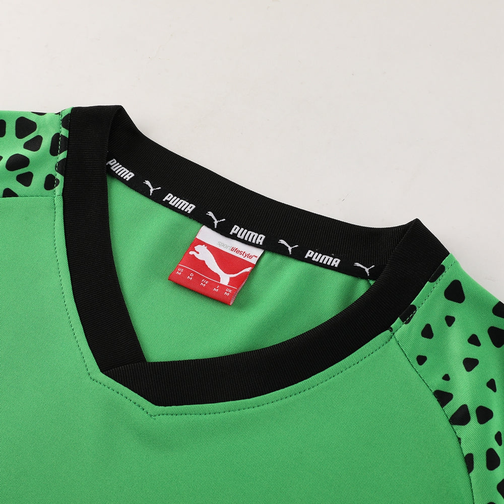 Puma Short Sleeve Training Jersey Set-PD02- Avocado Green/Black