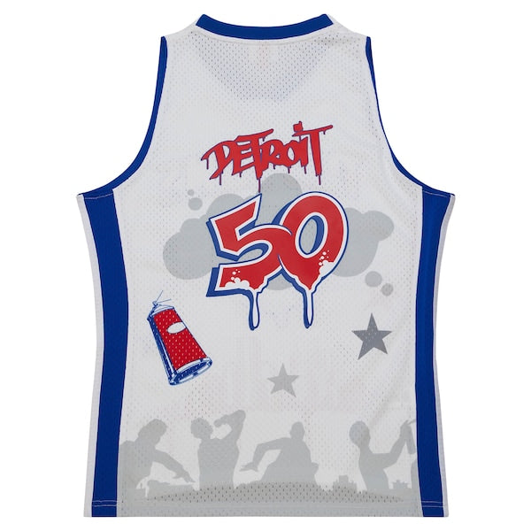 Detroit Pistons x Tats Cru Hardwood Classics Fashion Jersey - White