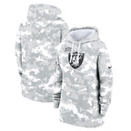 Las Vegas Raiders Nike Women's 2024 Salute To Service Club Fleece Pullover Hoodie - Arctic Camo
