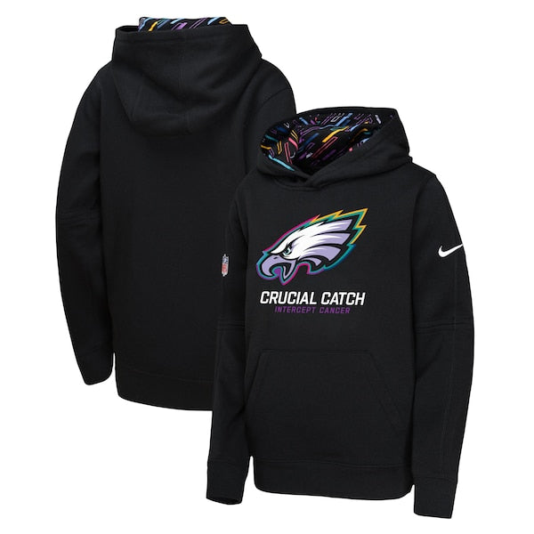 Philadelphia Eagles Nike Youth 2024 NFL Crucial Catch Pullover Hoodie - Black