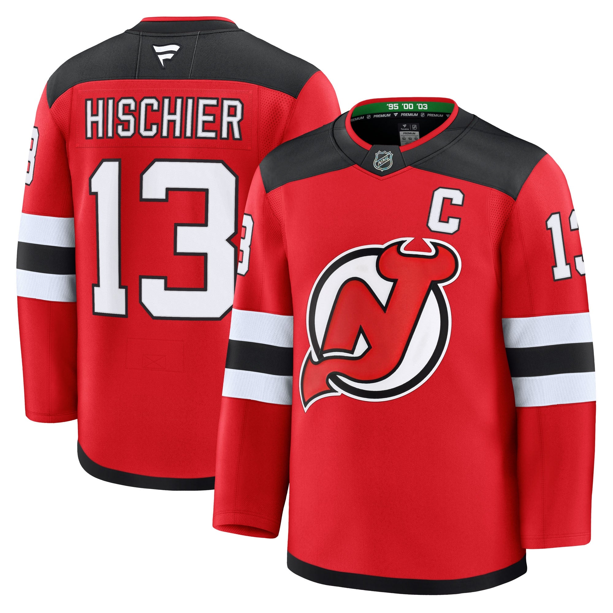 Nico Hischier New Jersey Devils  Away Premium Jersey - White/Black/Red