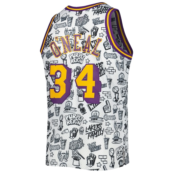 Shaquille O'Neal Los Angeles Lakers 1996/97 Hardwood Classics Doodle Swingman Jersey - White