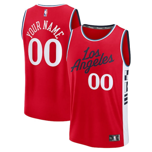 LA Clippers  Youth Fast Break Custom Replica Jersey - Red  - Statement Edition/White/Navy