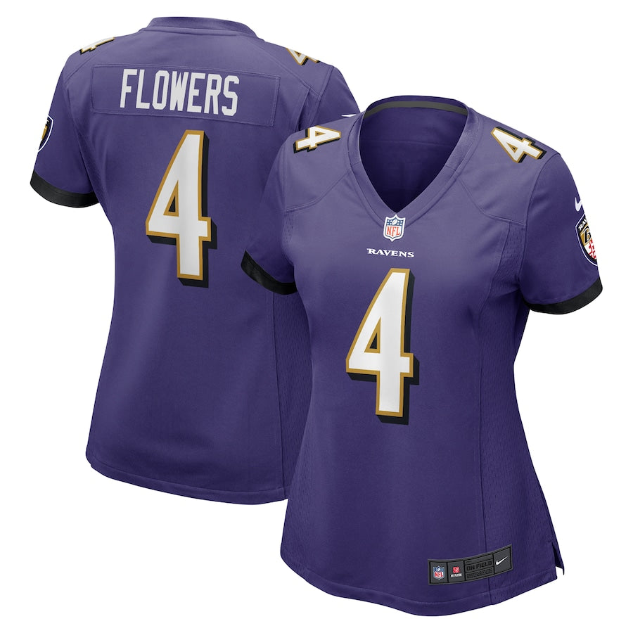 Zay Flowers Baltimore Ravens Nike Women's Team Game Jersey - Black/Purple