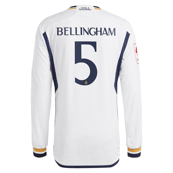 Jude Bellingham Los Merengues adidas Home 2023/24 Authentic Long Sleeve Jersey - White