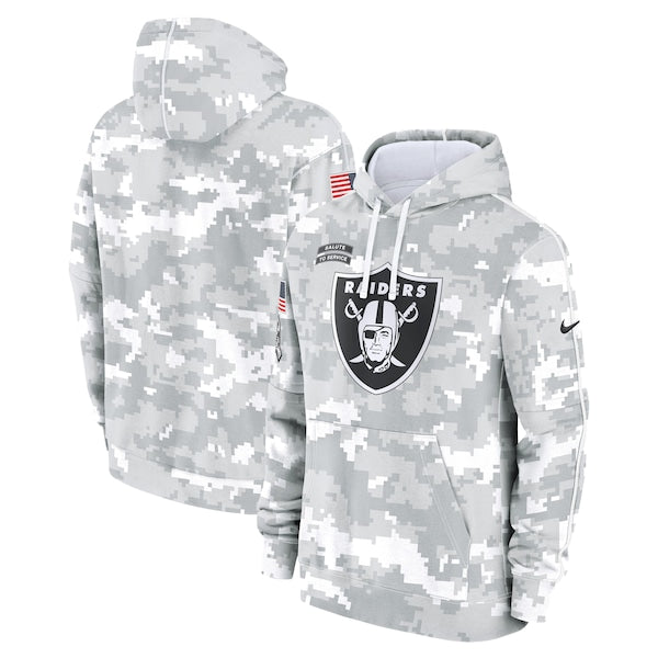 Las Vegas Raiders Nike 2024 Salute to Service Club Fleece Pullover Hoodie - Arctic Camo
