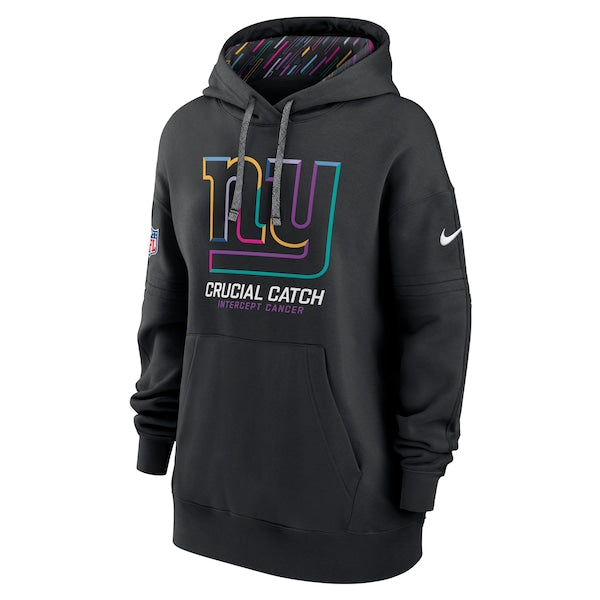 New York Giants Nike Women's 2024 NFL Crucial Catch Club Pullover Hoodie - Black
