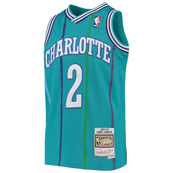 Larry Johnson Charlotte Hornets  Youth 1992/93 Hardwood Classics Swingman Jersey - Teal