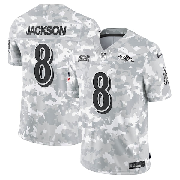 Lamar Jackson Baltimore Ravens Nike 2024 Salute to Service Limited Jersey - Arctic Camo