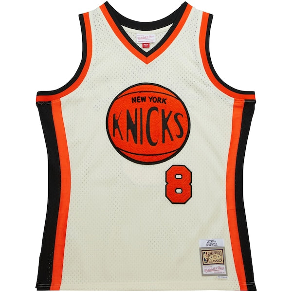 Latrell Sprewell New York Knicks Chainstitch Swingman Jersey - Cream
