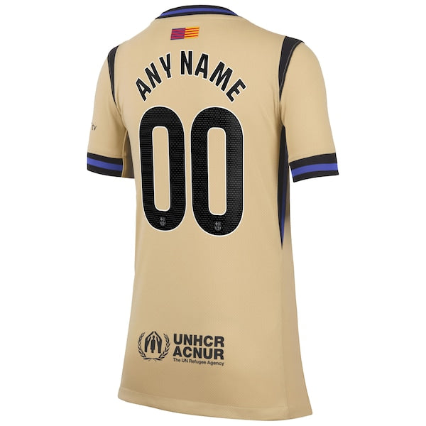 Barcelona Nike Youth 2025/26 Away Stadium Replica Custom Jersey - Gold/Blue