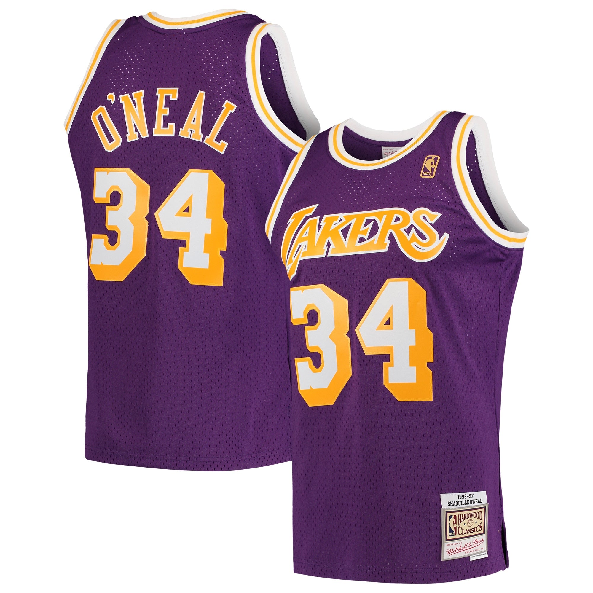 Shaquille O'Neal Los Angeles Lakers  1996/97 Hardwood Classics Swingman Jersey - Gold/Purple/Royal