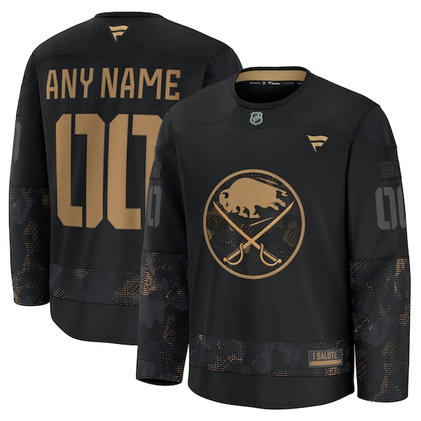 Buffalo Sabres  2024 Military Appreciation Personalized Long Sleeve Practice Jersey - Black