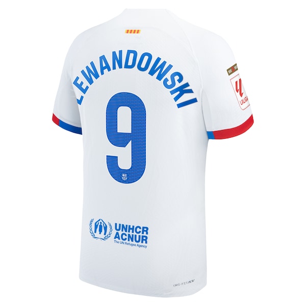 Robert Lewandowski Barcelona Nike 2023/24 Away Authentic Jersey - White/Aqua/Royal