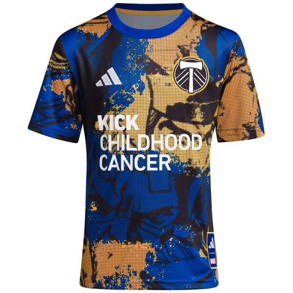 Portland Timbers adidas Youth 2024 MLS Works Kick Childhood Cancer x Marvel Pre-Match Top - Royal
