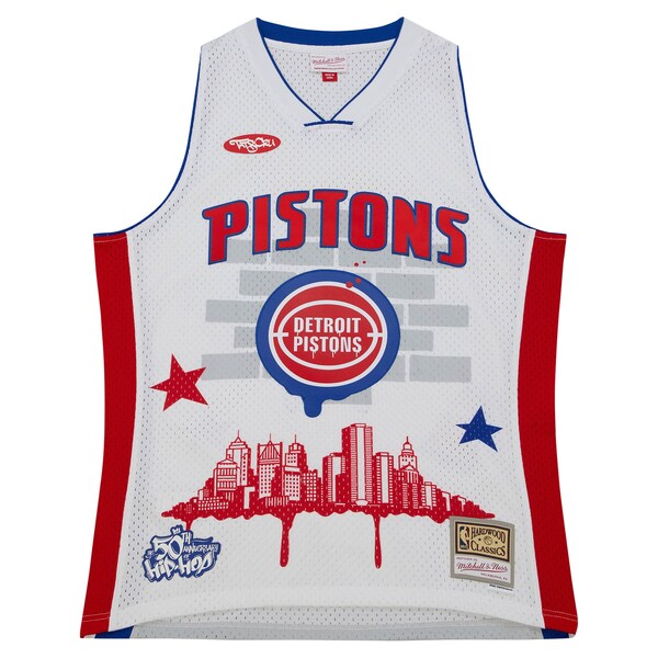 Detroit Pistons x Tats Cru Hardwood Classics Fashion Jersey - White