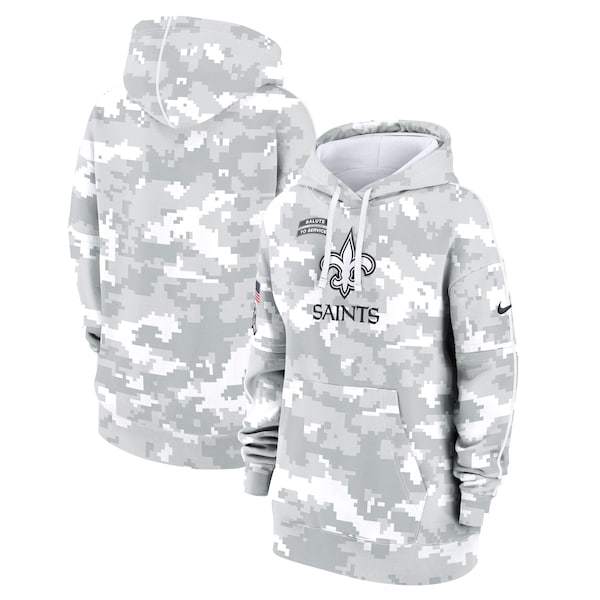 New Orleans Saints Nike Women's 2024 Salute To Service Club Fleece Pullover Hoodie - Arctic Camo