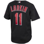 Barry Larkin Cincinnati Reds Cooperstown Collection Mesh Batting Practice Button-Up Jersey - Black