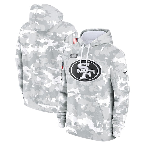 San Francisco 49ers Nike 2024 Salute to Service Club Fleece Pullover Hoodie - Arctic Camo