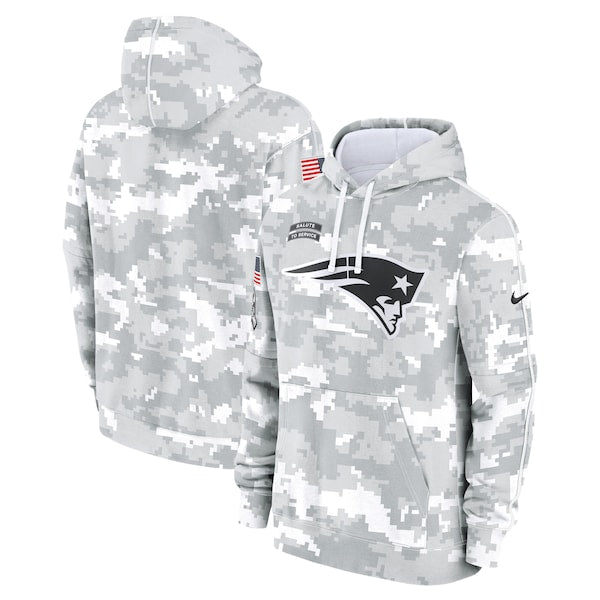 New England Patriots Nike 2024 Salute to Service Club Fleece Pullover Hoodie - Arctic Camo