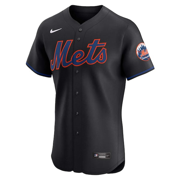 New York Mets Nike Alternate Vapor Premier Elite Patch Jersey - Black