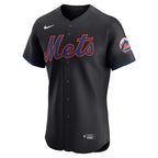 New York Mets Nike Alternate Vapor Premier Elite Patch Jersey - Black