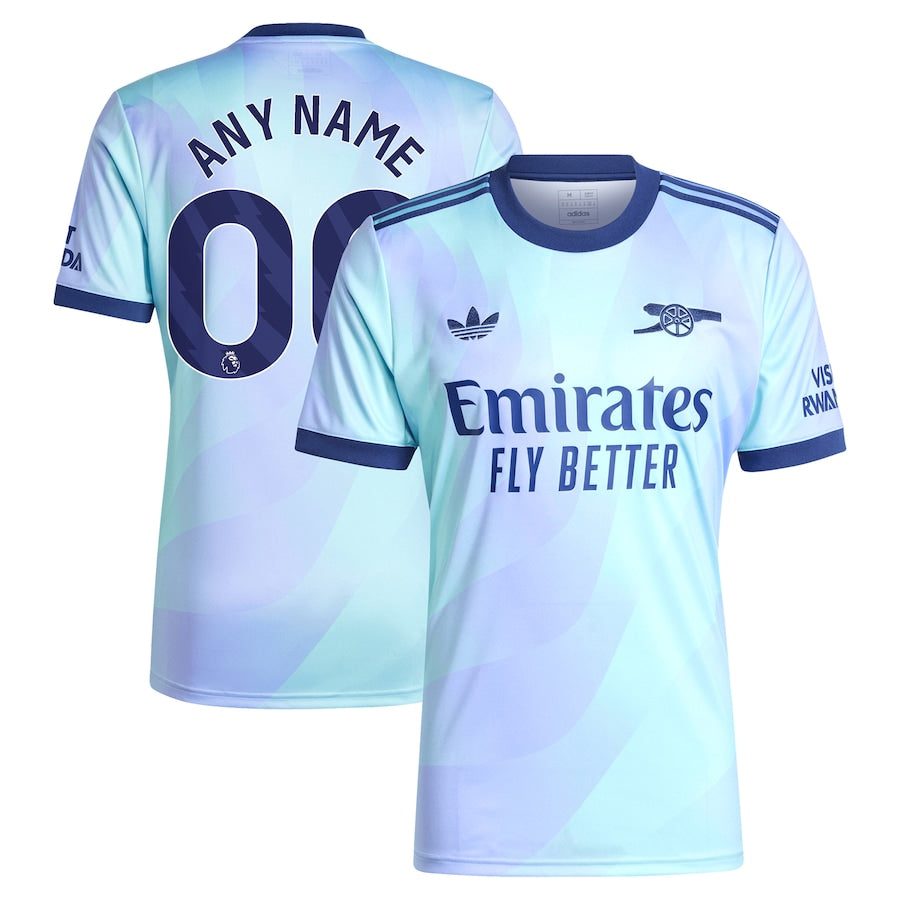 Arsenal adidas 2024/25 Away Replica Custom Jersey - Black/Red/Aqua