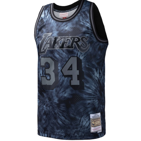 Shaquille O'Neal Los Angeles Lakers Hardwood Classics 1996/97 Tie-Dye Swingman Jersey - Black