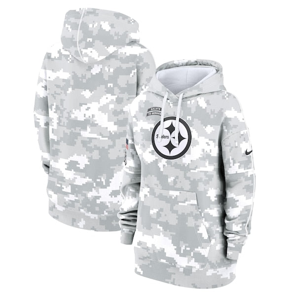 Pittsburgh Steelers Nike Women's 2024 Salute To Service Club Fleece Pullover Hoodie - Arctic Camo